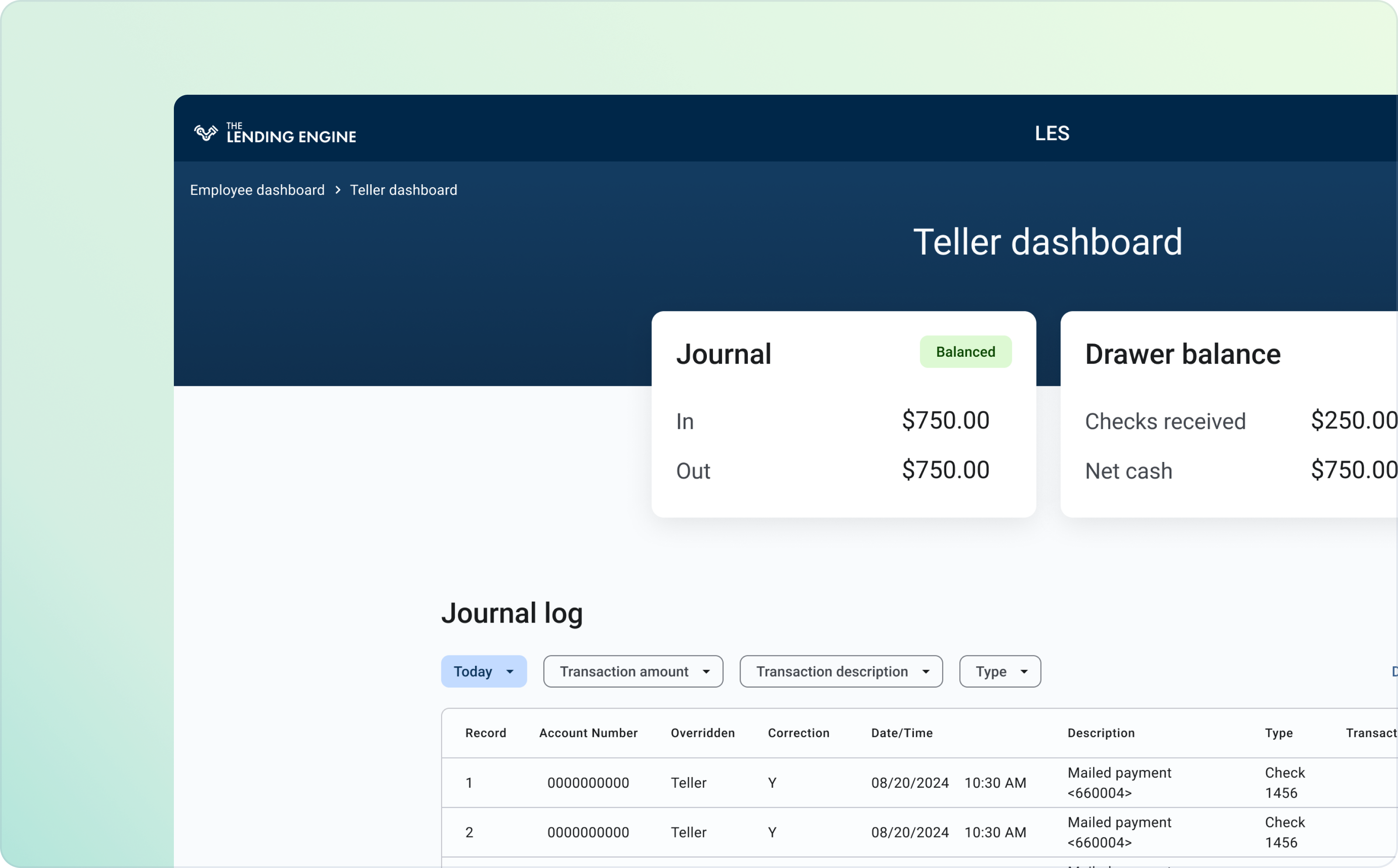 Loan servicing dashboard overview